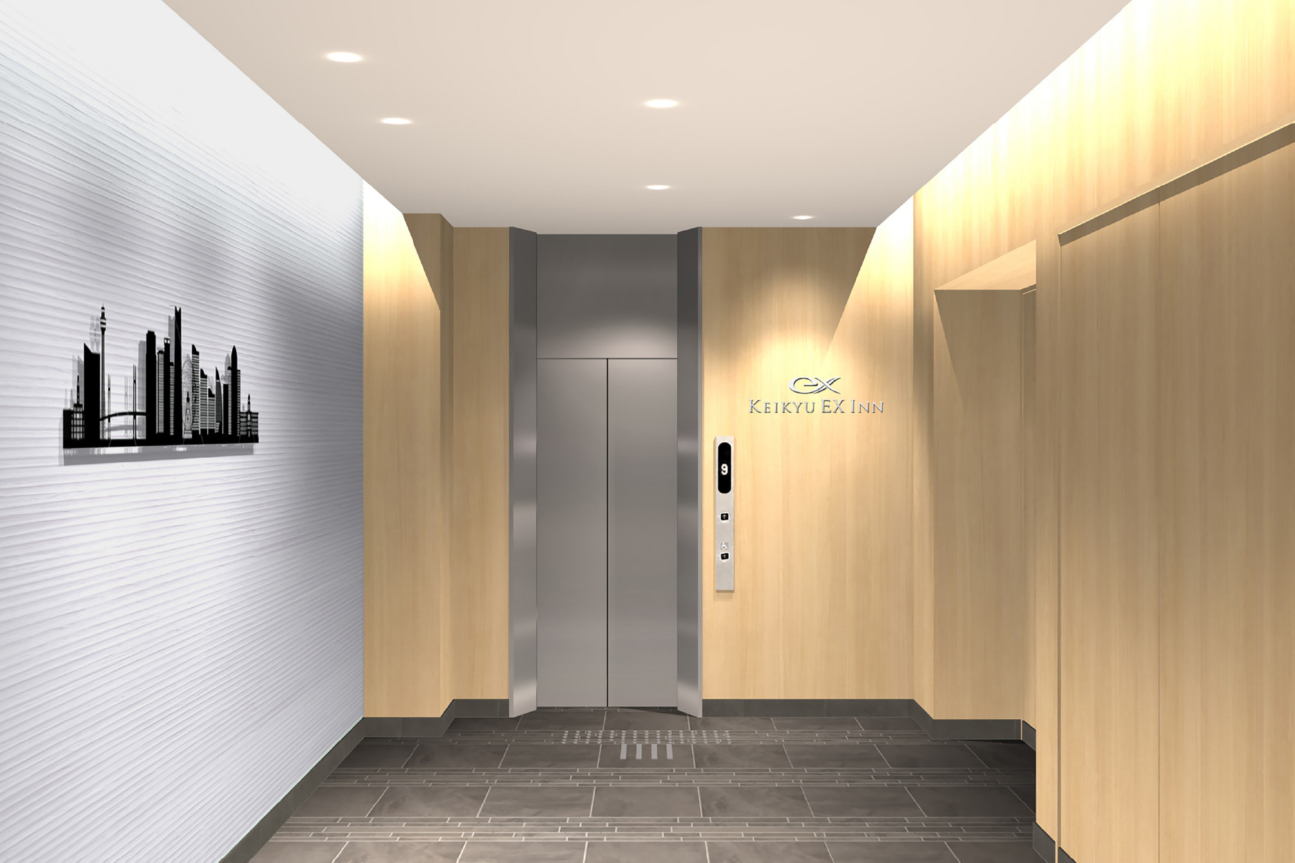 エレベーターホール（パース）｜京急 EXイン 横浜駅東口